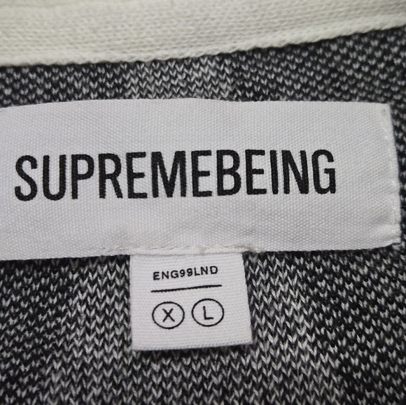 SUPREMEBEING Cotton Black and White Zigzag Knit Cardigan. Size XL - Picture 12 of 13
